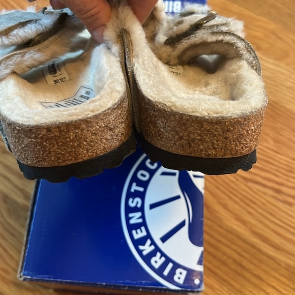 Birkenstock Arizona Shearling Suede Leather Sandal Size 7 New in Box - Picture 11 of 15